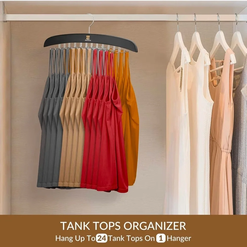 Zedodier Wooden Belt Tie Organizer Hanger 24 Hooks‎ Tank Top Bra Camisole Holder